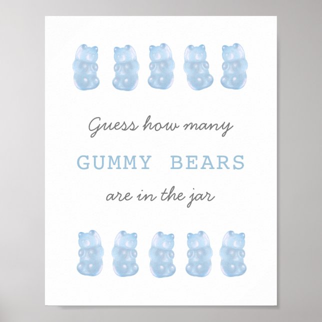 Guess How Many Gummy Bears Baby Blue Game Sign (Front)