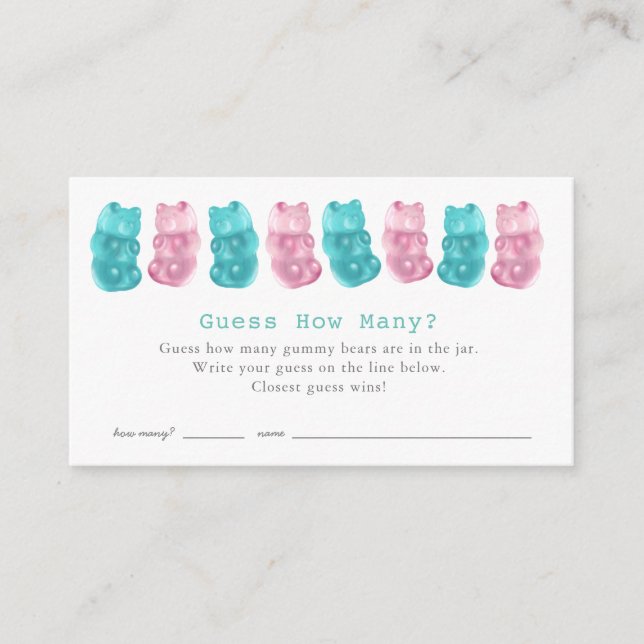 Guess How Many Gummy Bears Baby Shower Game Enclosure Card (Front)