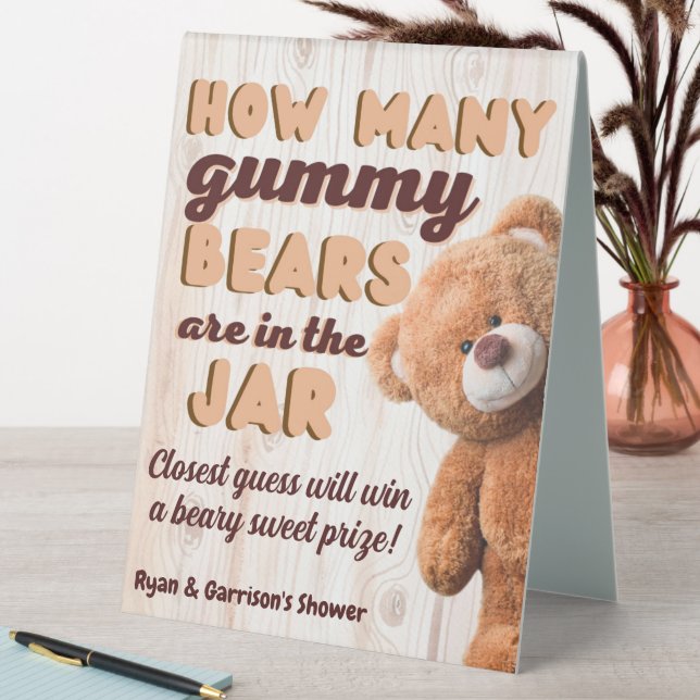 Guess How Many Gummy Bears Baby Shower Game Table Tent (In SItu (Table))