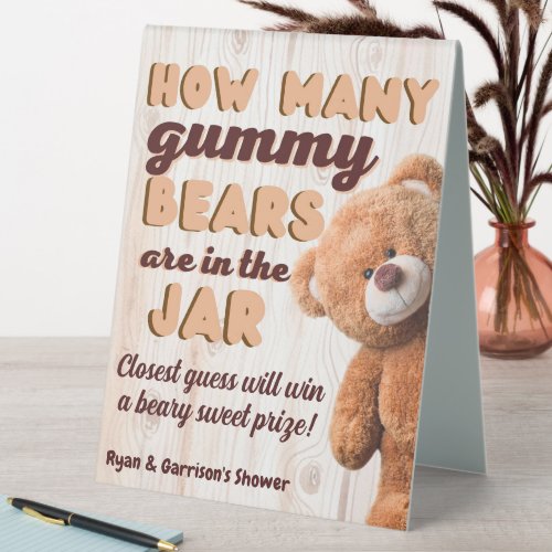 Guess How Many Gummy Bears Baby Shower Game Table Tent Sign