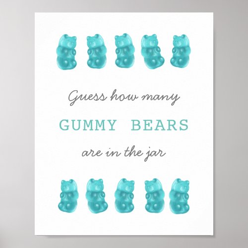 Guess How Many Gummy Bears Blue Game Sign