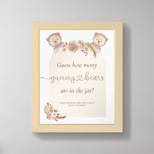 Guess How Many Gummy Bears in Jar Baby Shower Game Framed Art