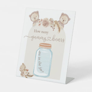 Guess How Many Gummy Bears in Jar Baby Shower Game Pedestal Sign
