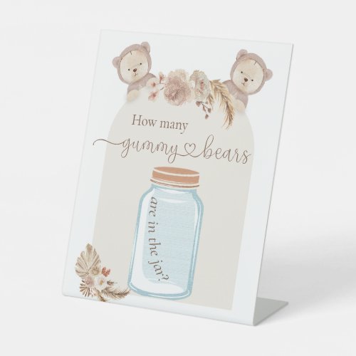 Guess How Many Gummy Bears in Jar Baby Shower Game Pedestal Sign