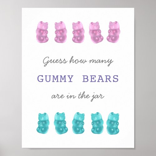 Guess How Many Gummy Bears Pink Blue Game Sign