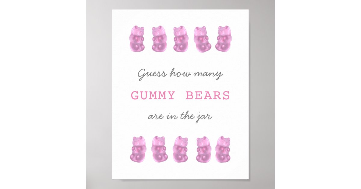Guess How Many Gummy Bears Pink Game Sign Zazzle