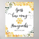 Guess how many honeycombs are in the jar poster<br><div class="desc">Bee theme Guess how many honeycombs are in the jar sign.
Matching items available.</div>
