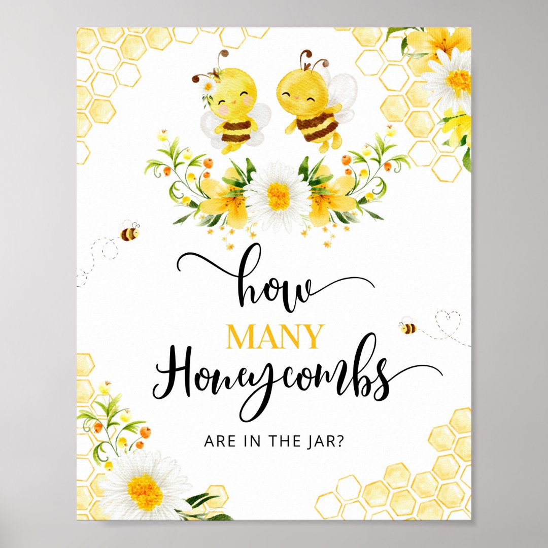 Guess how many honeycombs are in the jar poster Zazzle