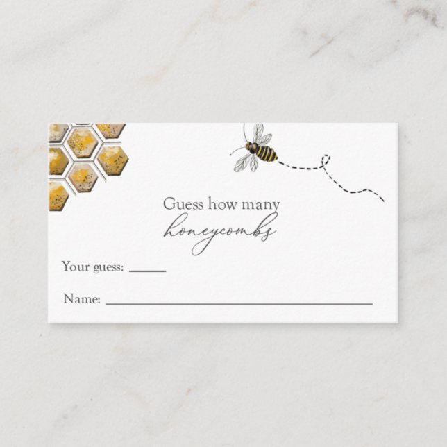 Guess How Many Honeycombs Bee Baby Shower game Enclosure Card (Front)