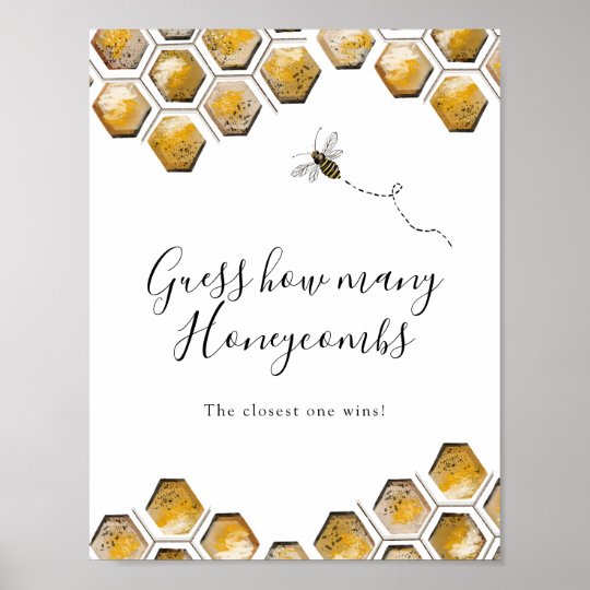 Guess How Many Honeycombs Shower Game Poster | Zazzle.com