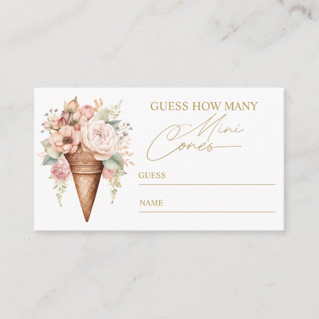 Guess How Many Ice Cream Bridal Shower Game Cards (Front)