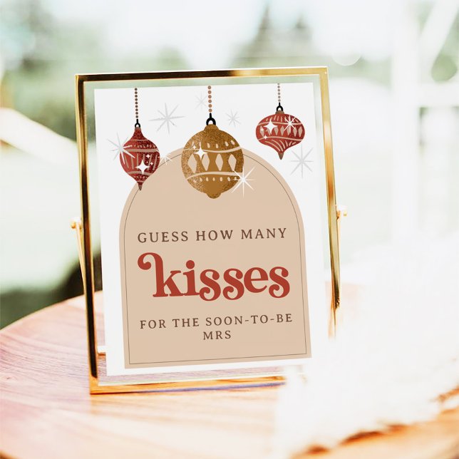 Guess how Many Kisse Retro Bauble Christmas Bridal Poster (Creator Uploaded)
