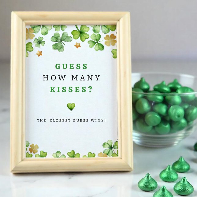 Guess How Many Kisses Baby Shower Game Sign (Baby Shower Guessing Game)