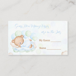 Guess How Many Kisses Bear Boy Baby Shower Enclosure Card