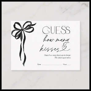 Guess How Many Kisses Black Bow Bridal Shower Game Enclosure Card