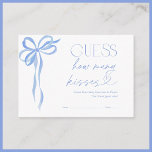 Guess How Many Kisses Blue Bow Bridal Shower Game Enclosure Card<br><div class="desc">A bridal shower should be filled with thoughtful moments, engaging activities, and a touch of refined fun. These Guess How Many Kisses game cards invite guests to take part in a lighthearted yet elegant challenge, guessing the number of sweet treats in a beautifully displayed jar. Featuring a delicate hand-painted blue...</div>
