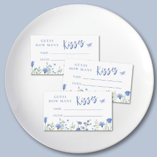 Guess How Many Kisses Blue Bridal Shower Game Enclosure Card