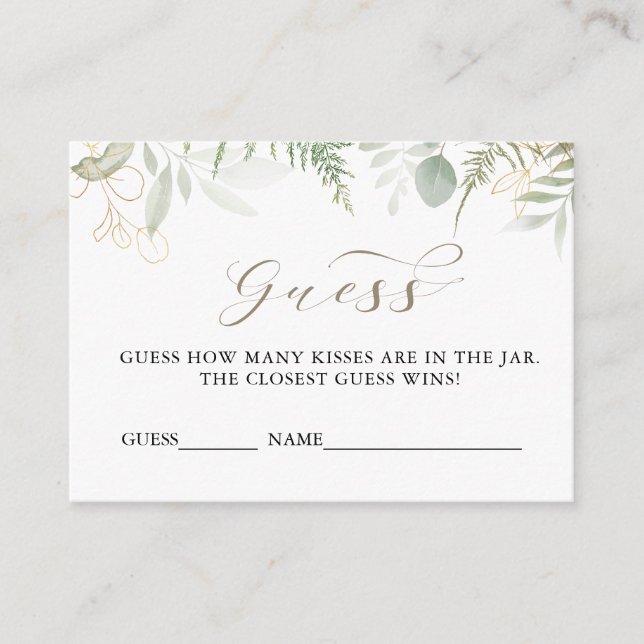 Guess How Many Kisses Bridal Shower Answer Card (Front)