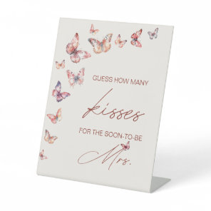 Guess How Many Kisses Bridal Shower Butterfly Game Pedestal Sign