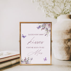 Guess How Many Kisses Bridal Shower Butterfly Poster