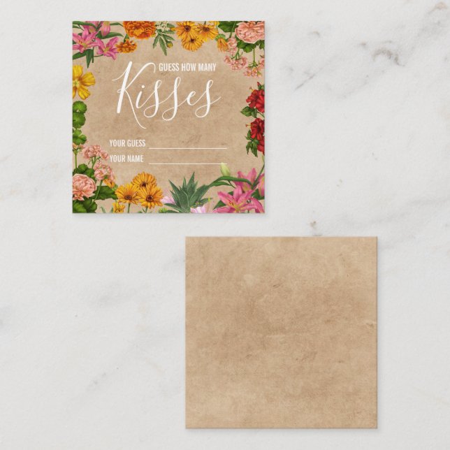 Guess how many kisses bridal Shower game Enclosure Card (Front/Back)