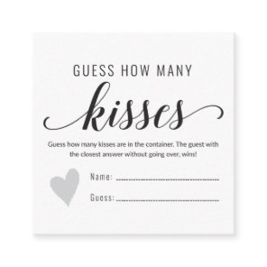 Guess how many kisses bridal Shower game Enclosure Card