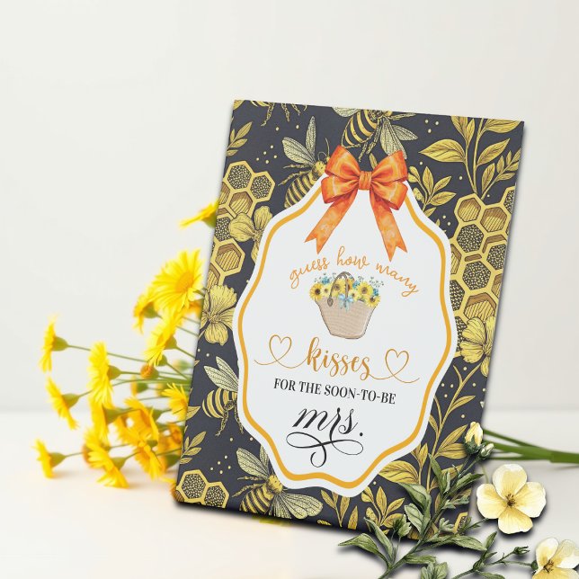 Guess How Many Kisses Bridal Shower Game Pedestal Sign (Creator Uploaded)