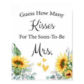 Guess How Many Kisses Bridal Shower Game Poster