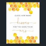 Guess how many kisses bridal shower game poster<br><div class="desc">Guess how many kisses bridal shower game poster. Matching items available. Thank you!</div>