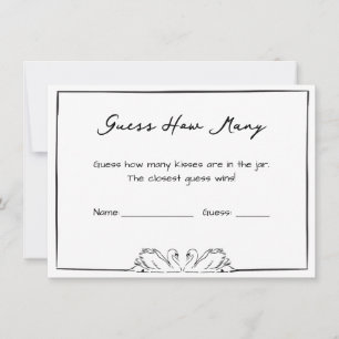 Guess How Many Kisses Bridal Shower Game Swan Chic Note Card