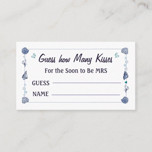 Guess how Many Kisses Bridal Shower Watercolor  Enclosure Card (Front)