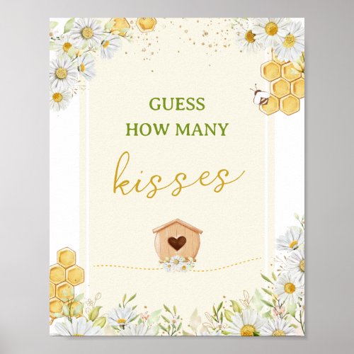Guess How Many Kisses Bumblebee Honey Baby Shower Poster