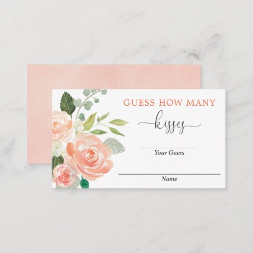 Guess how many kisses cards peach greenery