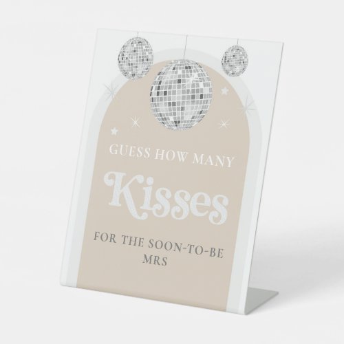 Guess how many kisses Disco Ball Bridal Shower Pedestal Sign