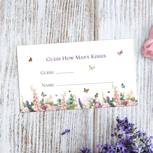 Guess How Many Kisses Floral Butterfly Game Enclosure Card