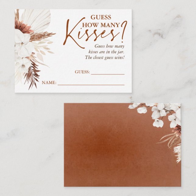 Guess How Many Kisses Game Cards - Terracotta (Front/Back)