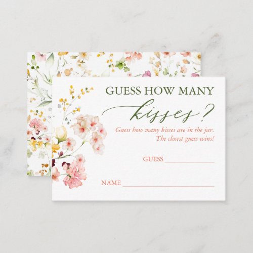 Guess How Many Kisses Game Cards _ Wildflowers