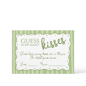 Guess How Many Kisses Game Soft Green Striped Card