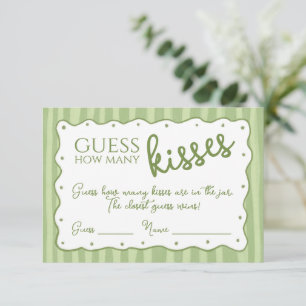 Guess How Many Kisses Game Soft Green Striped Card