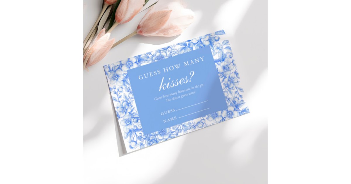 Guess How Many Kisses Game Something Blue Enclosure Card | Zazzle