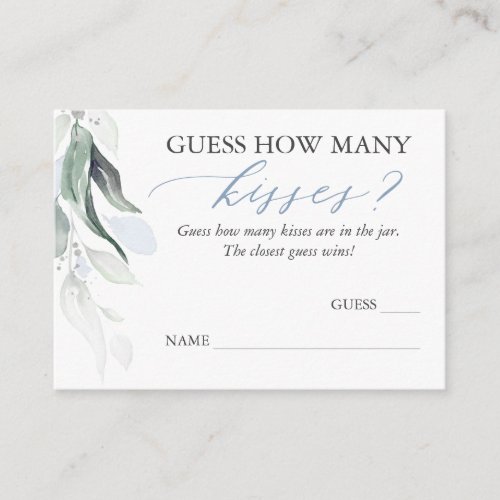 Guess How Many Kisses Greenery Game Cards