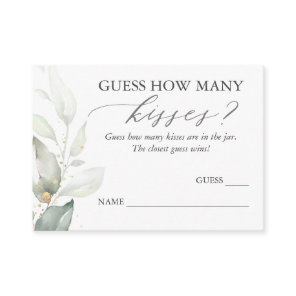 Guess How Many Kisses Greenery Game Cards