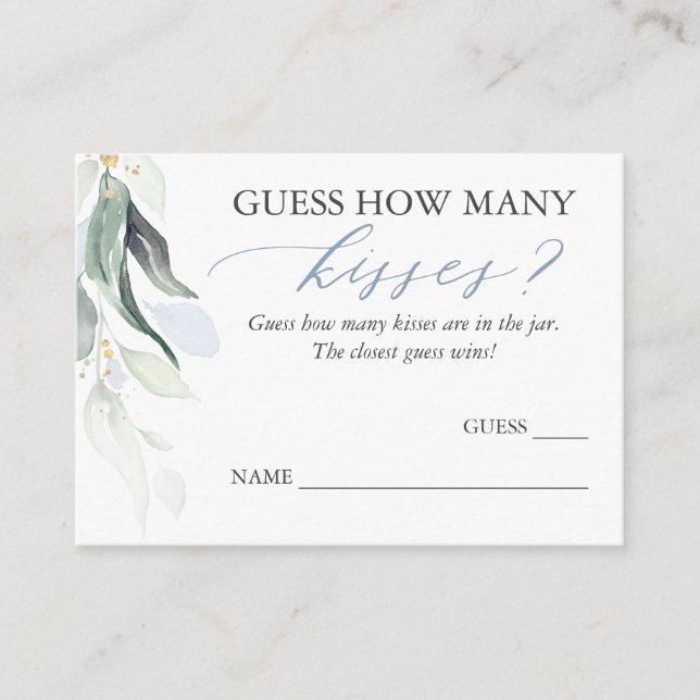 Guess How Many Kisses Greenery Game Cards (Front)