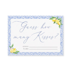 Guess how many kisses Lemon Blue Tile Positano Enclosure Card