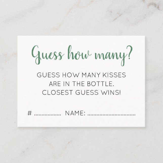 Guess How Many Kisses Lemon Bridal Shower Game Business Card (Front)