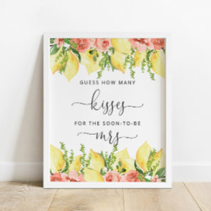 Guess How Many Kisses Lemons Floral Shower Game Poster