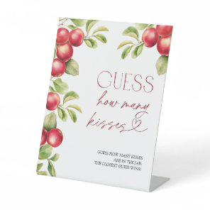 Guess How Many Kisses Modern Apple Bridal Shower Pedestal Sign