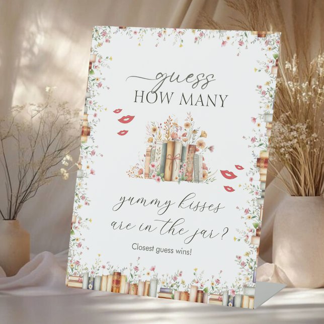 Guess How Many Kisses New Chapter Bridal Shower  Pedestal Sign (Creator Uploaded)