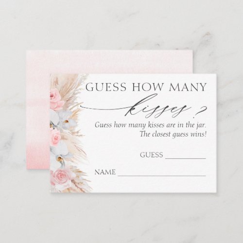 Guess How Many Kisses Pampas Grass Game Cards