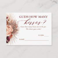 Guess How Many Kisses Pampas Grass Game Cards